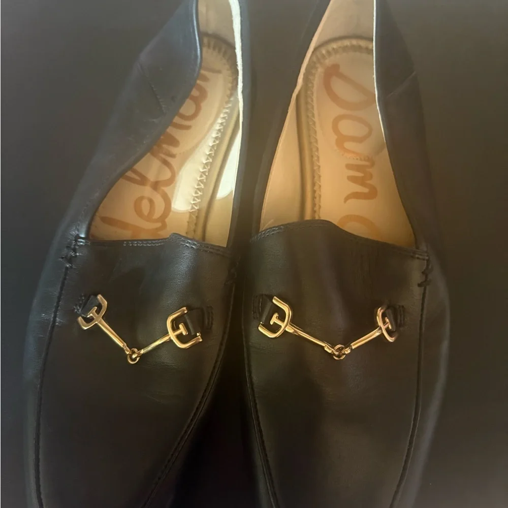 Sam Edelman Lorraine Bit Loafers Black with Gold Detail - Picture 7 of 8